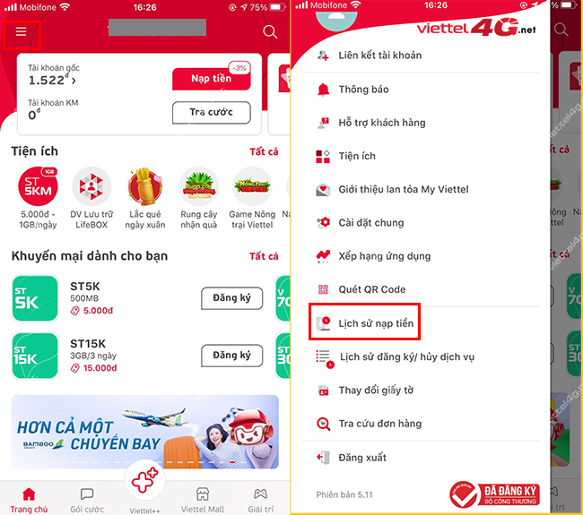 Cách kiểm tra lịch sử nạp thẻ Viettel Cách kiểm tra lịch sử nạp thẻ Viettel