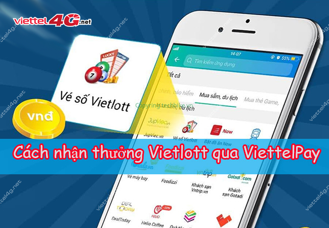 Cách nhận thưởng Vietlott qua ViettelPay