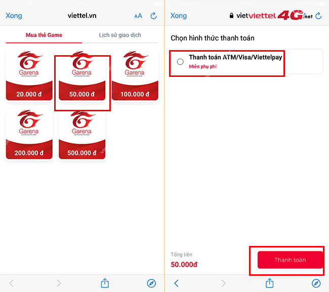 Cách mua thẻ Garena trên My Viettel Cách mua thẻ Garena trên My Viettel