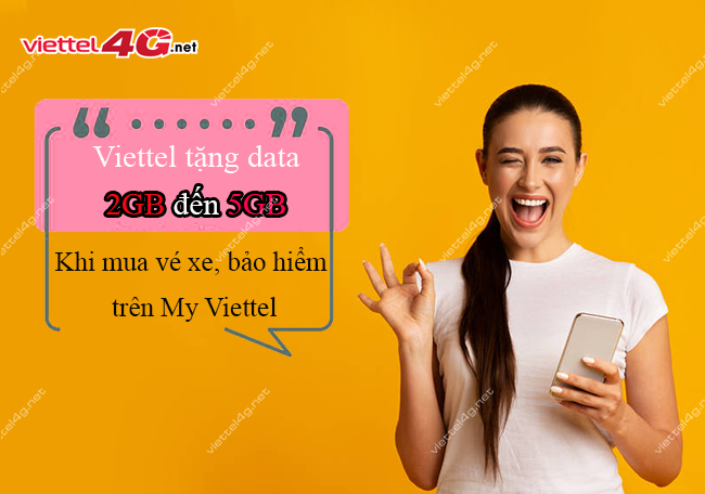 Khuyến mãi Viettel tặng data miễn phí khi mua vé xe, bảo hiểm trên My Viettel