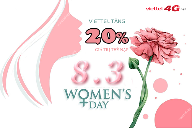 Viettel tặng 20% thẻ nạp ngày 8/3