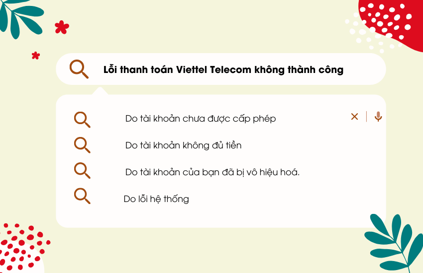 thanh toan viettel telecom bi tu choi