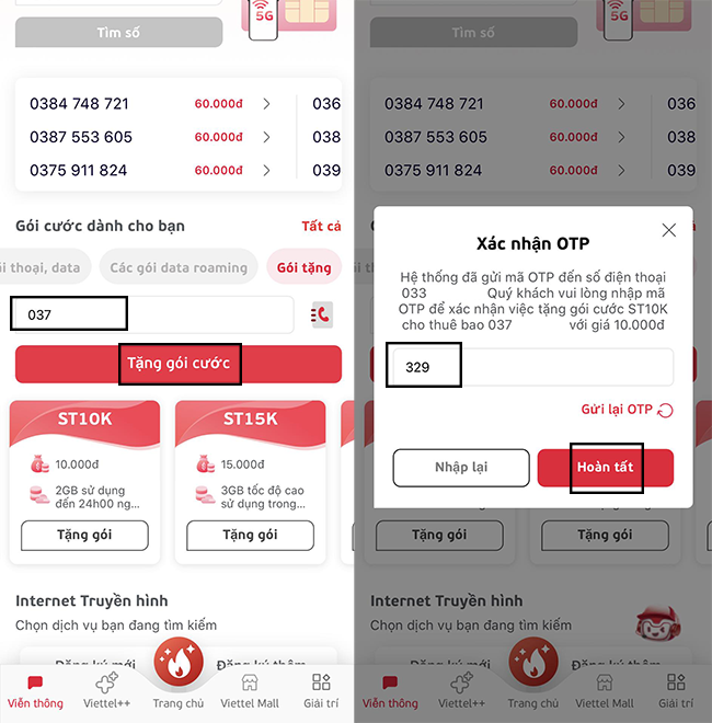 huong dan tang goi cuoc 4g viettel