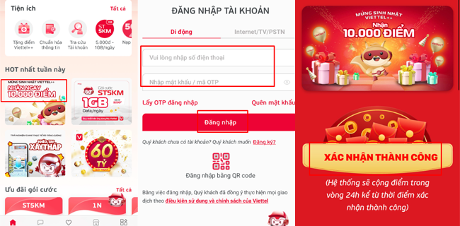 huong dan nhan 10k diem viettel++