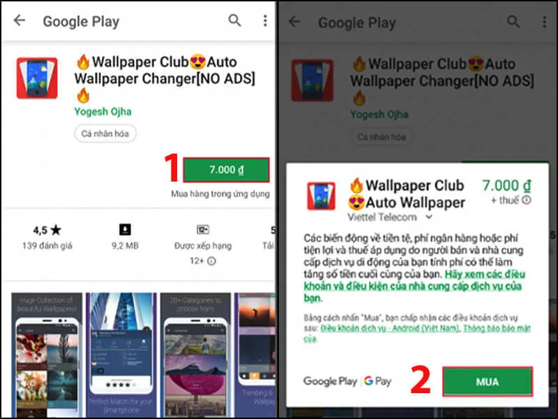 Cach thanh toan Google Play bang sim Viettel