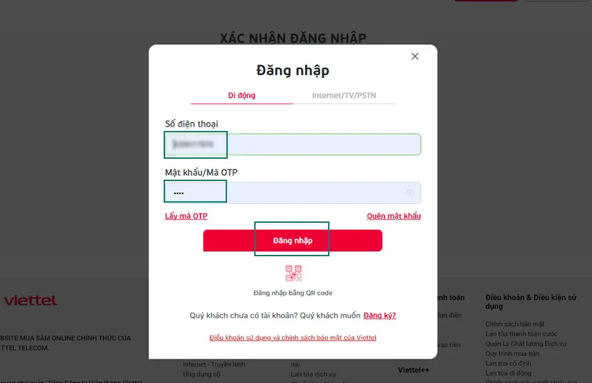cach dang nhap my viettel khong can ma otp