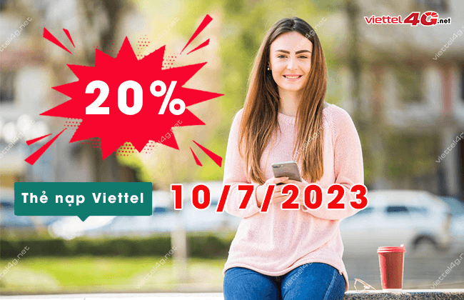 Khuyen mai 20% the nap Viettel 10/7/2023