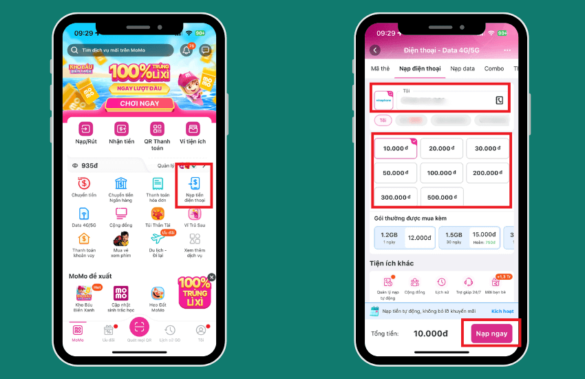 Nap tien iTel qua vi dien tu MoMo