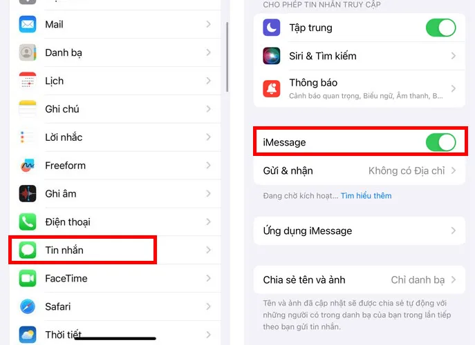 Nhan tin qua iMessenge khi sim Viettel het tien