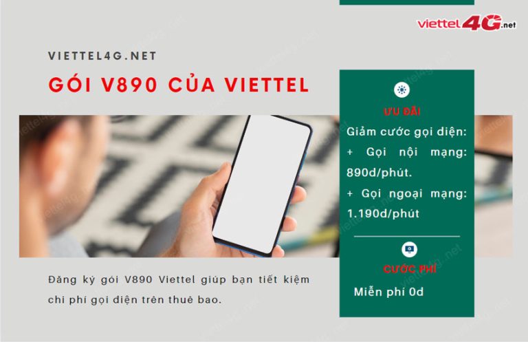 Đk gói V890 của Viettel 0đ giảm cước gọi nội, ngoại mạng