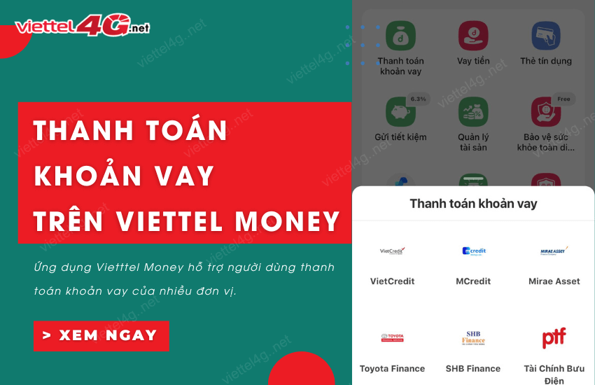 thanh toan khoan vay tren viettel money