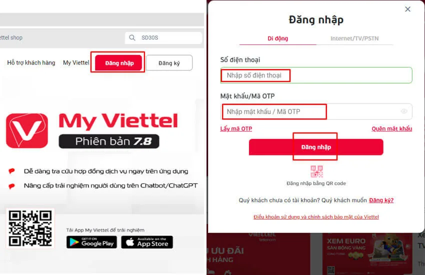 Dang nhap vao Website Viettel 