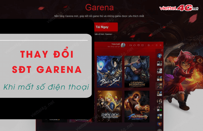 thay doi sdt garena khi mat so dien thoai