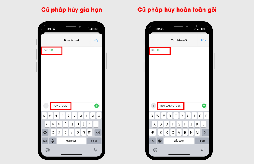 Cu phap huy goi ST90K Viettel qua SMS 