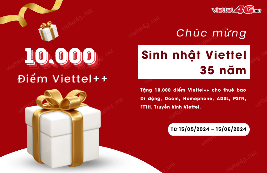 mung sinh nhat viettel 35 nam tang 10.000 diem viettel++