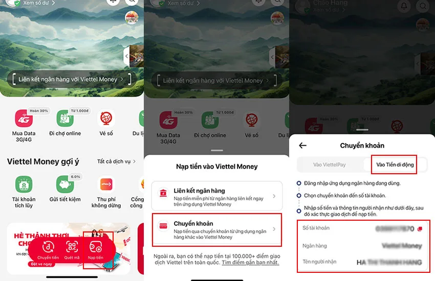 nap tien vao tien di dong viettel money